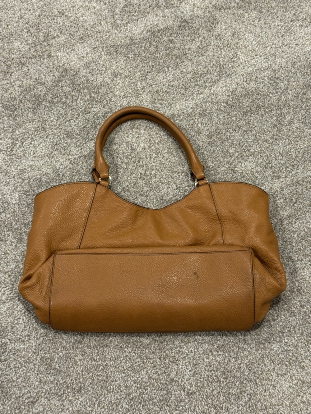 Tory Burch Cognac Leather Shoulder Tote with Embossed Logo - Picture 2 of 9